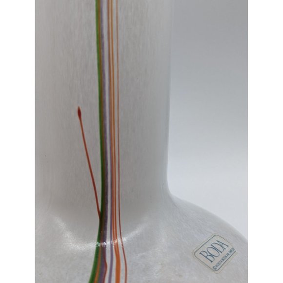 Kosta Boda Signed Bertil Vallien 80s "Rainbow Series" Stripe Glass Vase Flowers - Picture 4 of 15